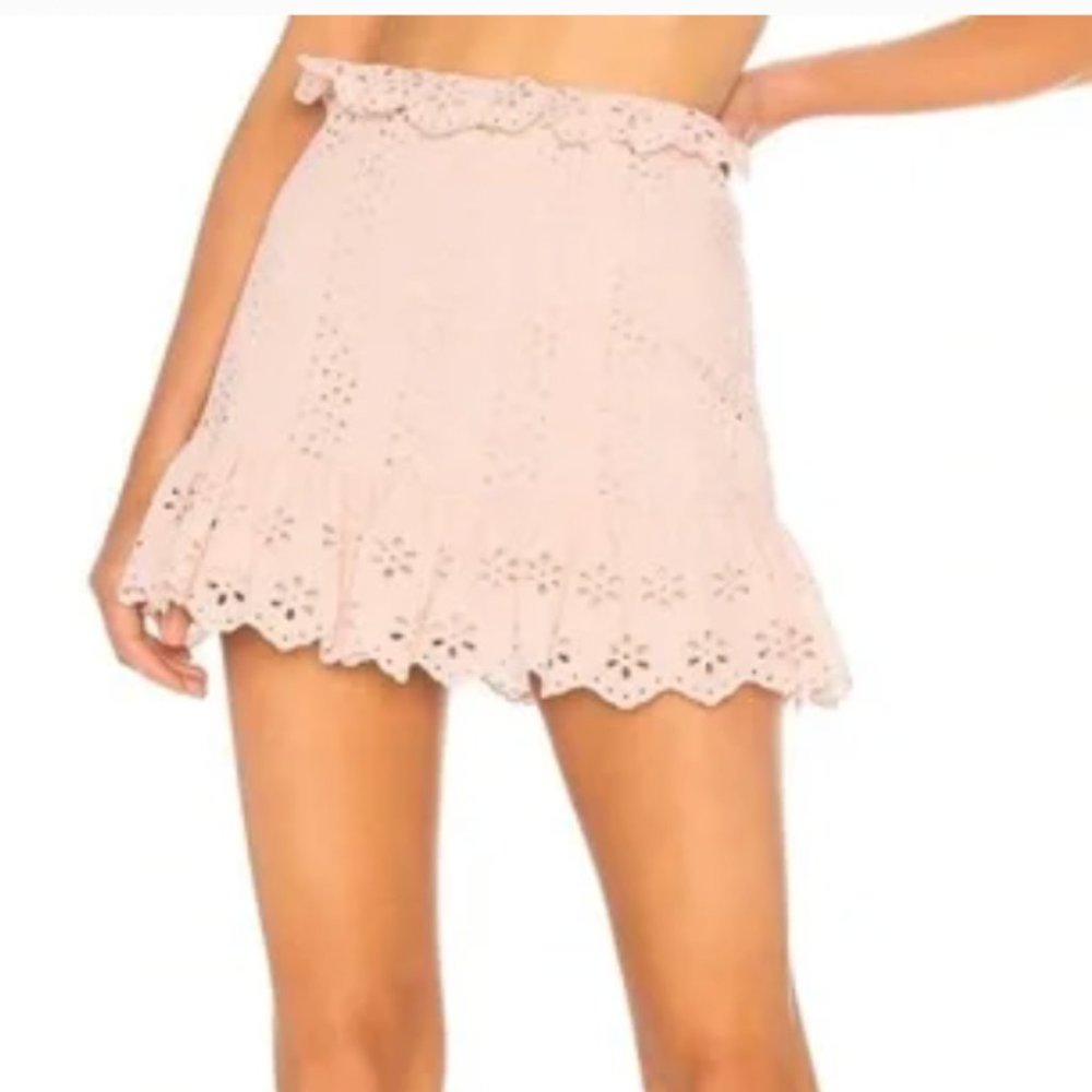 Tularosa Light Pink Eyelet Mini Skirt